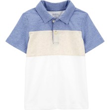 Oshkosh Renkli Desenli Küçük Erkek Çocuk Tshirt Kısa Kol Polo Yaka Günlük Stil