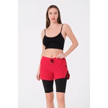 Miami Beach Su Tutmayan Kumaş Taytlı Kadın Deniz Şortu 870