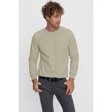 Tena Erkek Bej (22-7781) Bisiklet Yaka Basic Üç Ip Sweatshirt