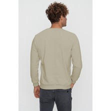 Tena Erkek Bej (22-7781) Bisiklet Yaka Basic Üç Ip Sweatshirt