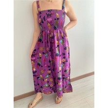 Modayız Kadın Mor Askılı Uzun Gipeli Yazlık Elbise 12A-2217