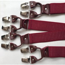 Kemer Sepeti 8 Klipsli Bordo Renkli Beyaz Noktalı Pantolon Askısı