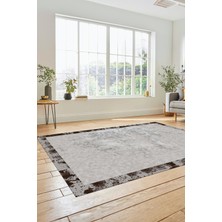 Evdeya Düz Renk Sade Desen Çerçeveli Kaymaz Taban Yıkanabilir Yolluk Salon Halısı, Sade-36-Kahve,