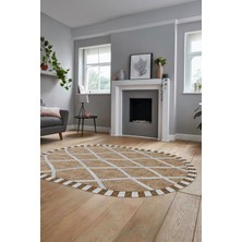 Evdeya Özel Tasarım Düz Renk Sade Desen Kaymaz Taban Yıkanabilir Oval Yolluk Salon Halısı, O-Sade-24-Kahve,