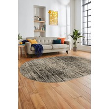 Evdeya Düz Renk Sade Desen Dijital Kaymaz Taban Yıkanabilir Oval Yolluk Salon Halısı, O-Sade-37-Bej,