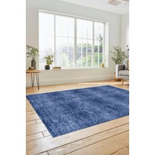 Evdeya Düz Renk Sade Desenli Dijital Kaymaz Taban Yıkanabilir Yolluk Salon Halısı, Sade-35-Mavi,