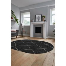 Evdeya Düz Renk Dijital Kaymaz Yıkanabilir Sade Oval Yolluk Mutfak Koridor Salon Halısı, O-Sade-22-Siyah,