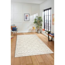Evdeya 3D Dijital Kaymaz Taban Yıkanabilir Kilim Desen Yolluk Mutfak Salon Halısı Sade-05-Krem