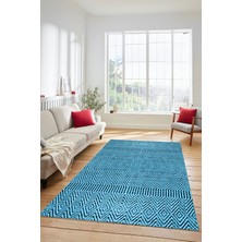 Evdeya Dijital Baskılı Kaymaz Taban Yıkanabilir Sade Desen Yolluk Mutfak Salon Halısı, Sade-18-Mavi,
