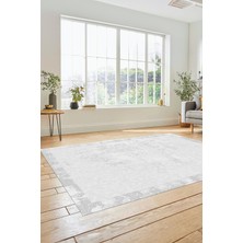 Evdeya Düz Renk Sade Desen Çerçeveli Kaymaz Taban Yıkanabilir Yolluk Salon Halısı, Sade-36-Beyaz,