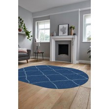 Evdeya Düz Renk Dijital Kaymaz Yıkanabilir Sade Oval Yolluk Mutfak Koridor Salon Halısı, O-Sade-22-Mavi,