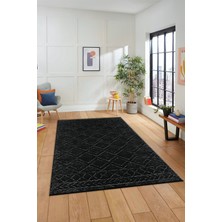Evdeya 3D Dijital Kaymaz Taban Yıkanabilir Kilim Desen Yolluk Mutfak Salon Halısı Sade-05-Antrasit