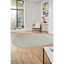 Evdeya Dijital Baskı Kaymaz Yıkanabilir Sade Desen Oval Yolluk Koridor Salon Halısı, O-Sade-47-Krem,