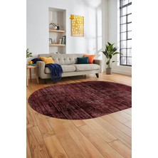 Evdeya Düz Renk Sade Desen Dijital Kaymaz Taban Yıkanabilir Oval Yolluk Salon Halısı, O-Sade-37-Bordo,