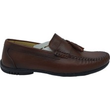 Zerhan 100 Erkek Taba Deri Günlük Kullanım Loafer Ayakkabı