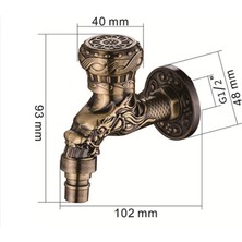 Humble Duvara Monte Çinko Alaşım Açık Su Musluk Pratik Dekoratif Antik Bronz Bibcock Musluk Bahçe Ev Kullanımı Tek Delik (Yurt Dışından)