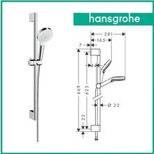 Hansgrohe Crometta Ds Vario, 65 cm El Duşu, Hortum ve Duş Barı ile