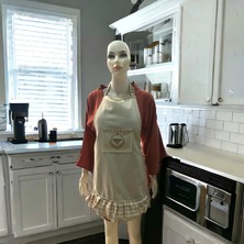 Sister Home Design Arı Gucci Model , Fırfırlı, Buldan Keten Mutfak Önlüğü