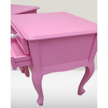 Bengi Ticaret Komodin 2Adet 90358 Klasik Kayın Aslan Ayak Parlak Pembe Lake Çift Çekmc El Yapım