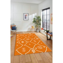 Evdeya Dijital Kaymaz Yıkanabilir Iskandinav Desen Mutfak Yolluk Salon Halısı, Iskandinav-04-Turuncu,