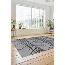 Evdeya Iskandinav Desen Dijital Kaymaz Yıkanabilir Yolluk Koridor Salon Halısı, Iskandinav-20-Gri,