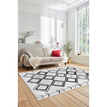 Evdeya Şık Iskandinav Desen Dijital Kaymaz Yıkanabilir Yolluk Mutfak Salon Halısı, Iskandinav-12-Gri,