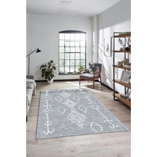 Evdeya Dijital Kaymaz Yıkanabilir Şık Iskandinav Mutfak Yolluk Salon Halısı, Iskandinav-26-Gri,