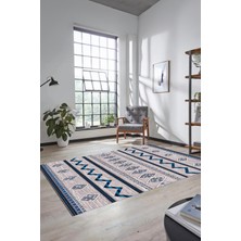 Evdeya Dijital Kaymaz Yıkanabilir Iskandinav Tasarım Mutfak Yolluk Salon Halısı, Iskandinav-27-Mavi,