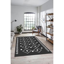 Evdeya Dijital Kaymaz Yıkanabilir Modern Iskandinav Mutfak Yolluk Salon Halısı, Iskandinav-25-Antrasit,