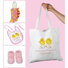 Ejoya Bebeklere Özel Çantasında Kişiye Özel Biberon Önlük ve Patik Bebek Hediye Seti 109813