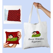 Ejoya Bebeklere Özel Çantasında Kişiye Özel Battaniye ve Yastık Bebek Hediye Seti 110047