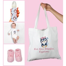 Ejoya Bebeklere Özel Çantasında Kişiye Özel Zıbın Biberon ve Patik Bebek Hediye Seti 109794