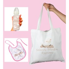 Ejoya Bebeklere Özel Çantasında Kişiye Özel Biberon ve Önlük Bebek Hediye Seti 110031