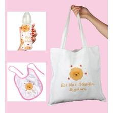 Ejoya Bebeklere Özel Çantasında Kişiye Özel Biberon ve Önlük Bebek Hediye Seti 110044