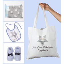 Ejoya Bebeklere Özel Çantasında Kişiye Özel Battaniye Önlük ve Patik Bebek Hediye Seti 109888