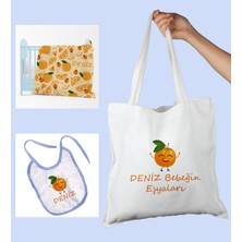 Ejoya Bebeklere Özel Çantasında Kişiye Özel Battaniye ve Önlük Bebek Hediye Seti 110090