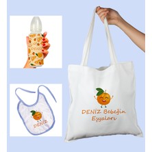 Ejoya Bebeklere Özel Çantasında Kişiye Özel Biberon ve Önlük Bebek Hediye Seti 110042