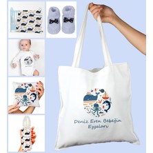 Ejoya Bebeklere Özel Çantasında Kişiye Özel Battaniye Zıbın Biberon Yastık ve Patik Bebek Hediye Seti 109968