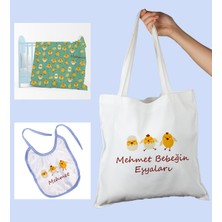 Ejoya Bebeklere Özel Çantasında Kişiye Özel Battaniye ve Önlük Bebek Hediye Seti 110078