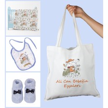 Ejoya Bebeklere Özel Çantasında Kişiye Özel Battaniye Önlük ve Patik Bebek Hediye Seti 109893