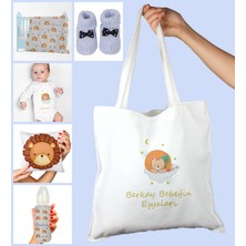 Ejoya Bebeklere Özel Çantasında Kişiye Özel Battaniye Zıbın Biberon Yastık ve Patik Bebek Hediye Seti 109971