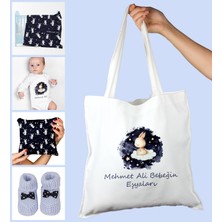 Ejoya Bebeklere Özel Çantasında Kişiye Özel Battaniye Zıbın Yastık ve Patik Bebek Hediye Seti 109915