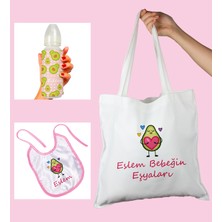 Ejoya Bebeklere Özel Çantasında Kişiye Özel Biberon ve Önlük Bebek Hediye Seti 110021