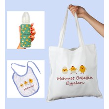 Ejoya Bebeklere Özel Çantasında Kişiye Özel Biberon ve Önlük Bebek Hediye Seti 110030