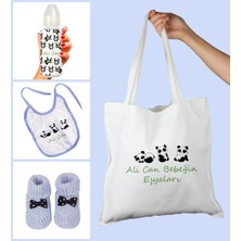 Ejoya Bebeklere Özel Çantasında Kişiye Özel Biberon Önlük ve Patik Bebek Hediye Seti 109812