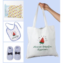 Ejoya Bebeklere Özel Çantasında Kişiye Özel Battaniye Önlük ve Patik Bebek Hediye Seti 109882