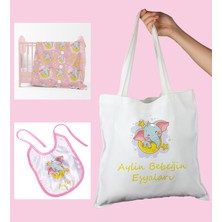 Ejoya Bebeklere Özel Çantasında Kişiye Özel Battaniye ve Önlük Bebek Hediye Seti 110086