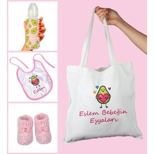 Ejoya Bebeklere Özel Çantasında Kişiye Özel Biberon Önlük ve Patik Bebek Hediye Seti 109805
