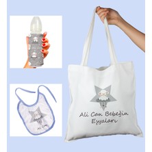 Ejoya Bebeklere Özel Çantasında Kişiye Özel Biberon ve Önlük Bebek Hediye Seti 110032