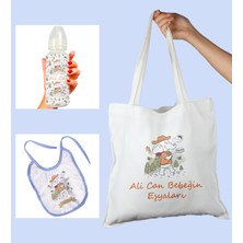 Ejoya Bebeklere Özel Çantasında Kişiye Özel Biberon ve Önlük Bebek Hediye Seti 110037